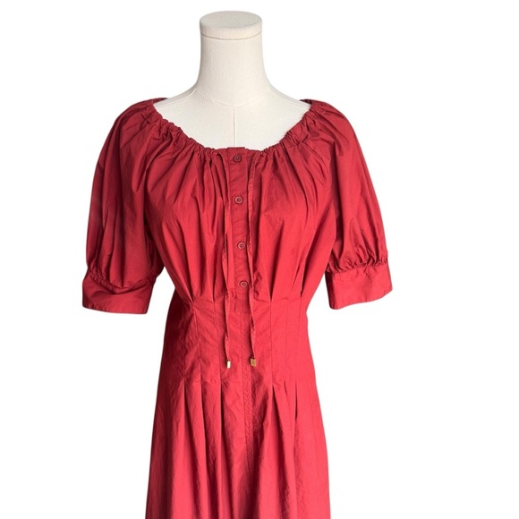 J.Crew - Cinched Waist Pintuck Shirt Dress Brilliant Mahogany Sz 8 - Picture 5 of 11